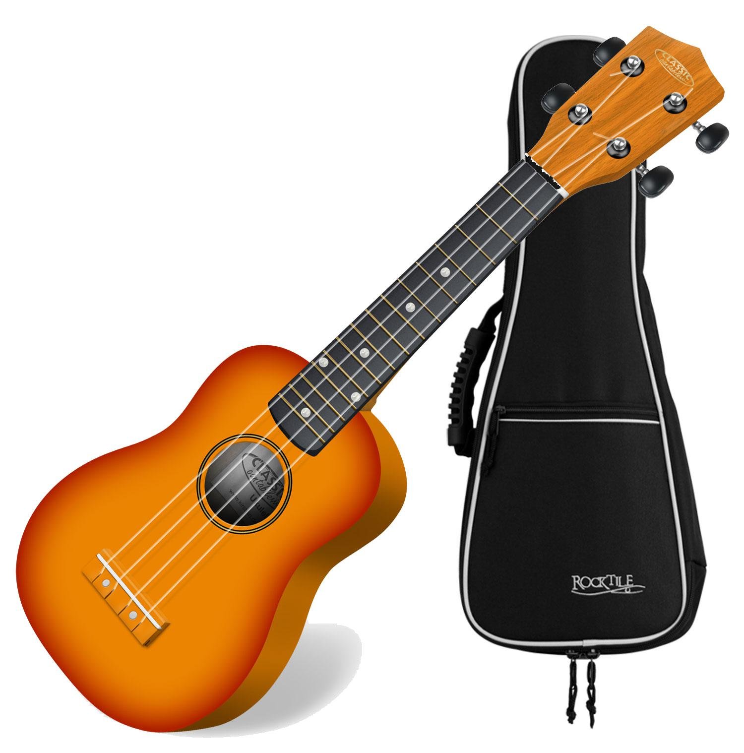 Classic Cantabile US-100 SB Ukulele Soprano Sunburst Set incl. funda