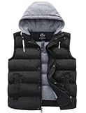 Men's Big and Tall Puffer Vest Warm Winter Vest Quilted Sleeveless Winter Coat with Detachable Hood
