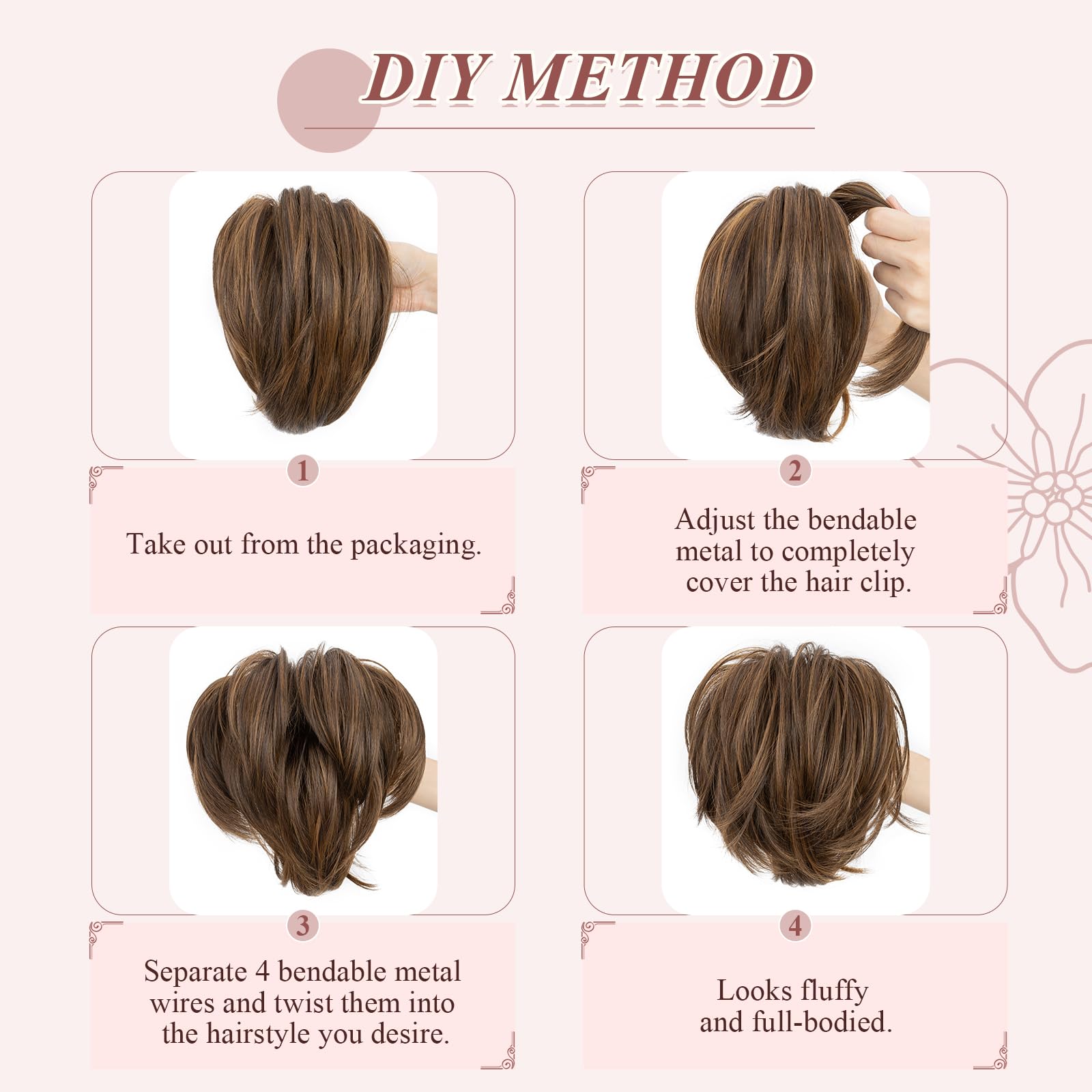 SEGOHAIR Claw Clip Short Ponytail Extension Messy Bun Hair Piece - Image 4