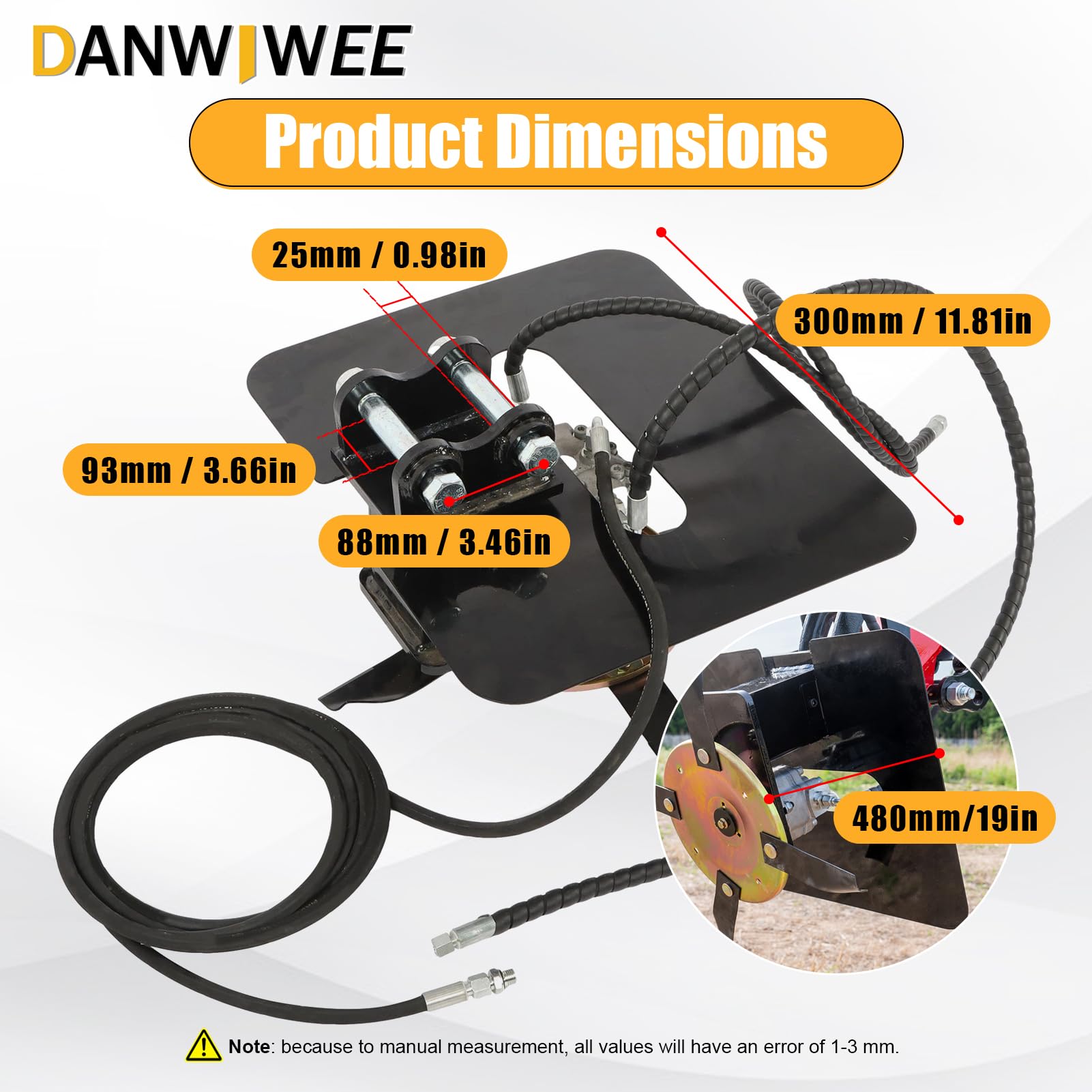 Desbrozadora rotativa para miniexcavadora 1–2 t, 2 pasadores | Accionamiento hidráulico, disco de corte giratorio, cuchillas reforzadas, para hierba maleza y ramas pequeñas, stock DE