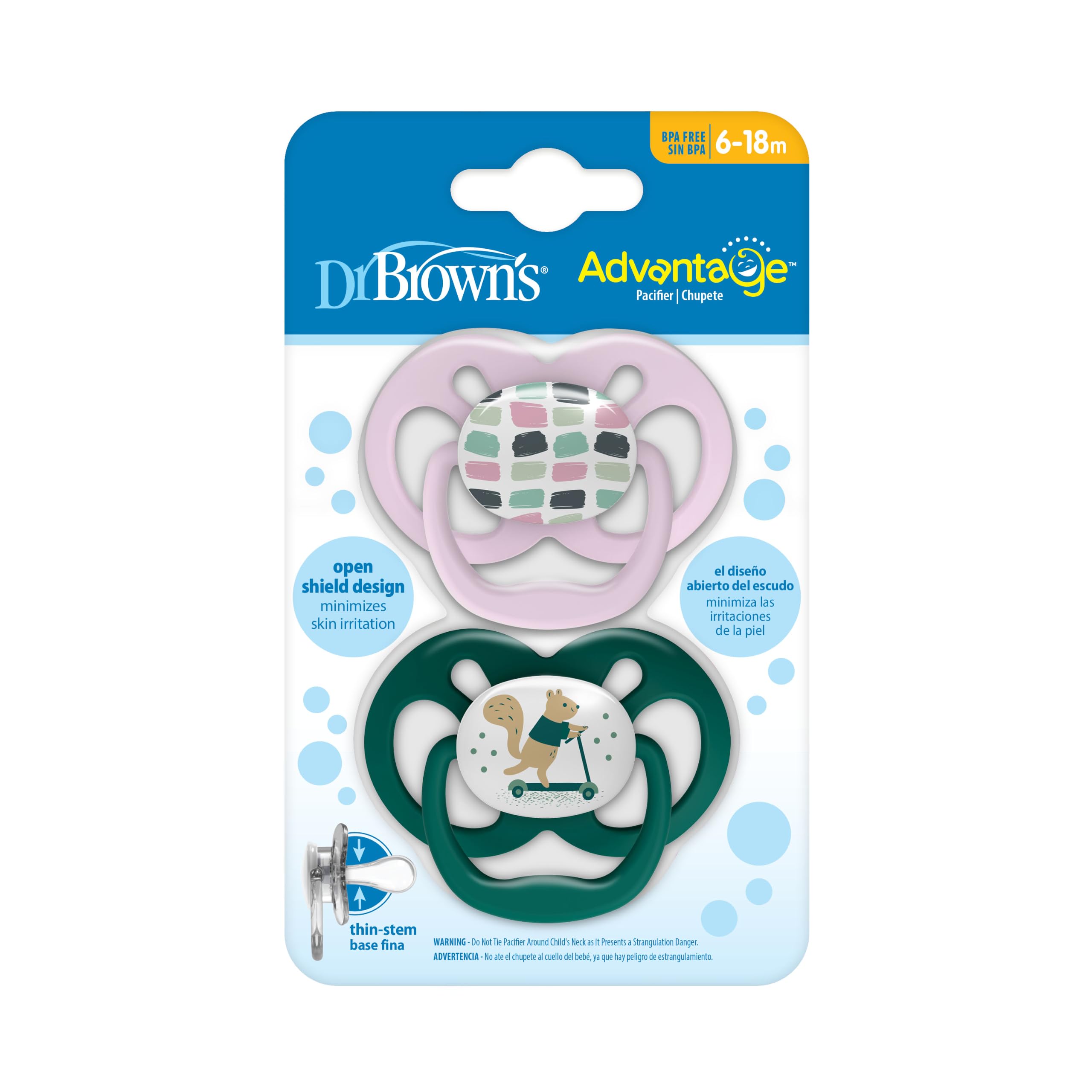 Dr. Brown's Advantage Baby-Schnuller, Stufe 2, 2 Stück, Rosa