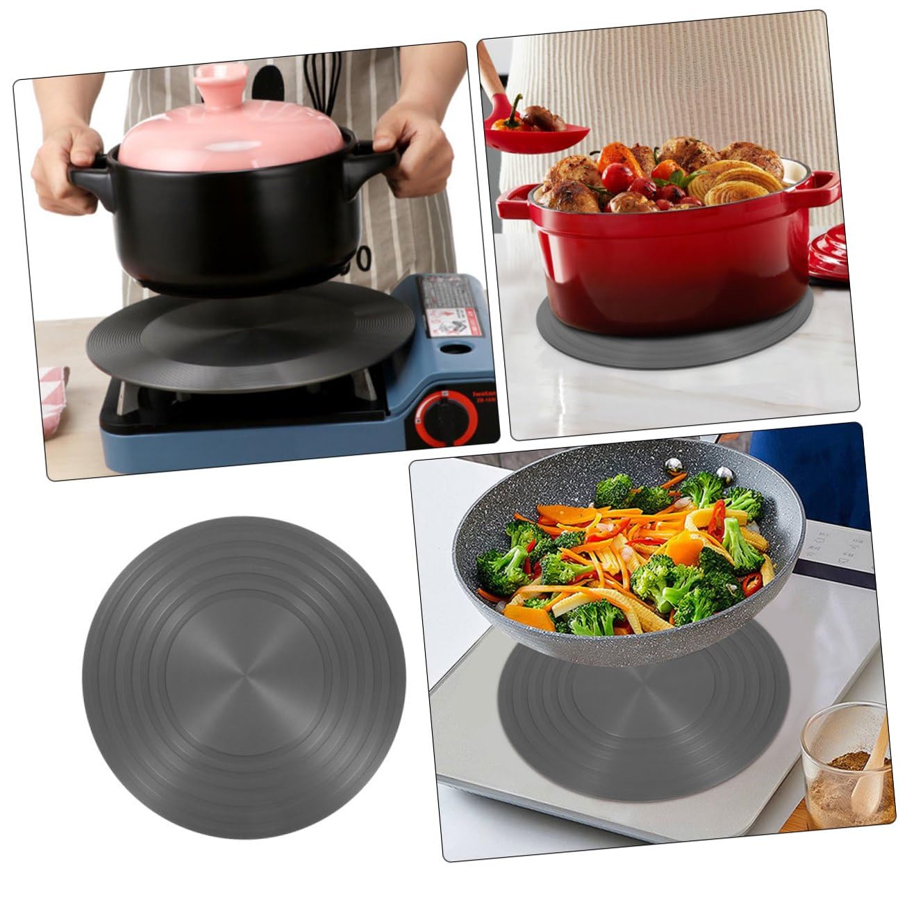 Placa Difusora de Calor de Aluminio Gruesa Protector para Estufas de Gas Inducción Distribución Uniforme de Calor Descongelación Rápida Accesorio de Cocina Seguro