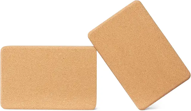 Amazon Basics Naturkork-Yogablöcke, 2er-Set - Rutschfeste Yoga-Blöcke
