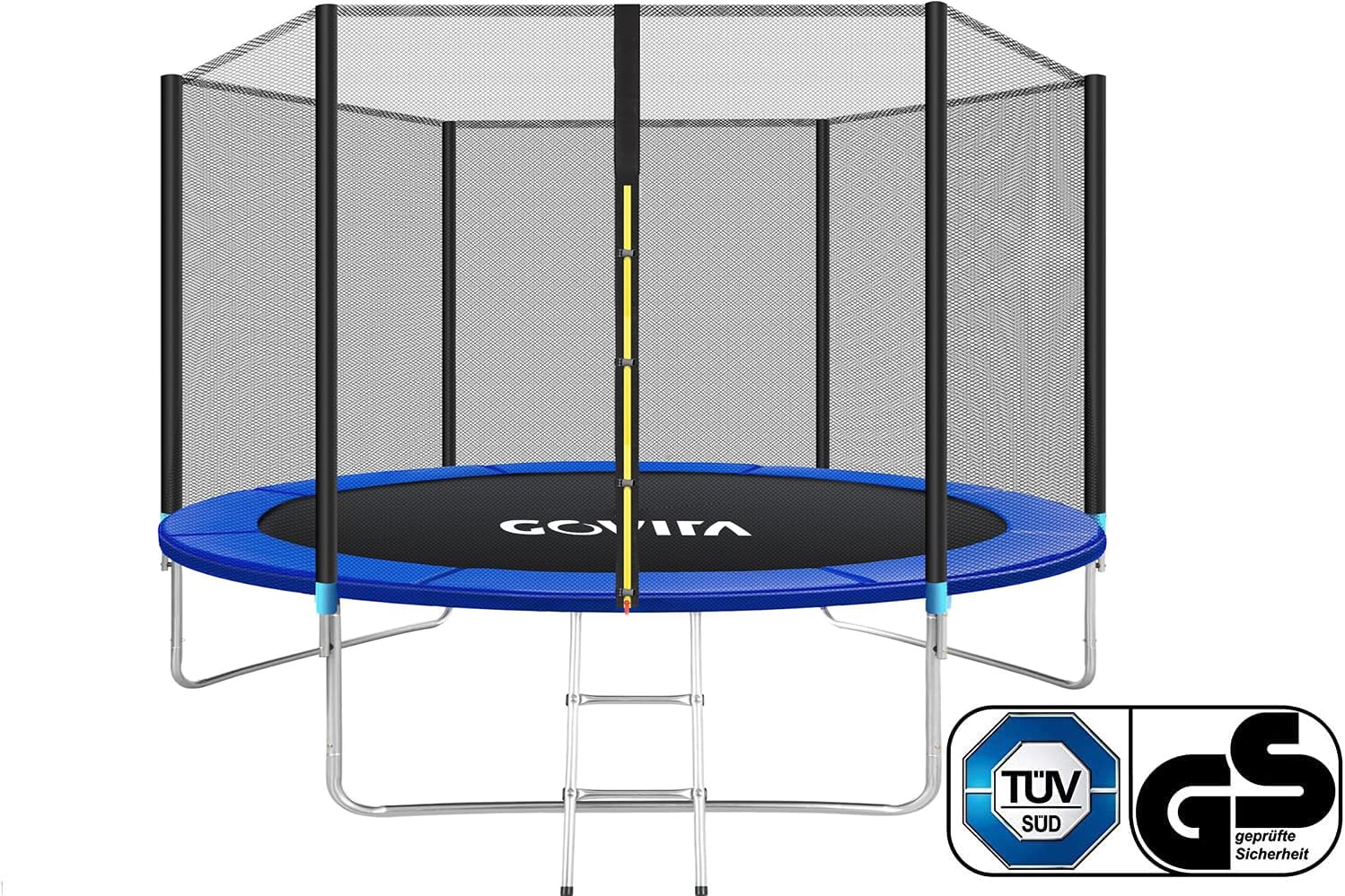 GOVITA - Trampolino Elastico Da Giardino Tappeto Elastico Esterno Sport Con Rete Di Sicurezza E Scaletta - Certificato CE
