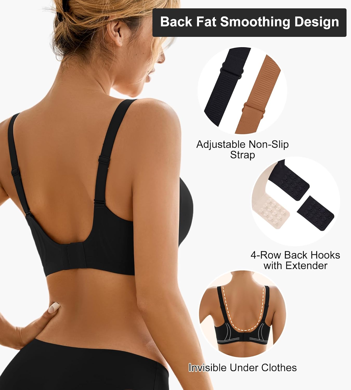 Wireless Bras for Women Bralette - Womens Seamless Push Up Full Coverage Wirefree Padded Sleep Bra with Support and Lift - Image 3