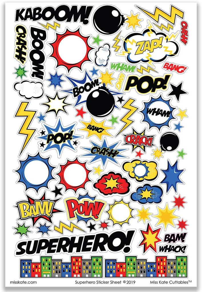 Miss Kate Cuttables Paper & Sticker Kit - Superhero - for Marvel DC - 17 Double-Sided 12x12 Papers with 33 Designs & 1 8X12 Sticker Sheet - Scrapbooking Card Making Crafting