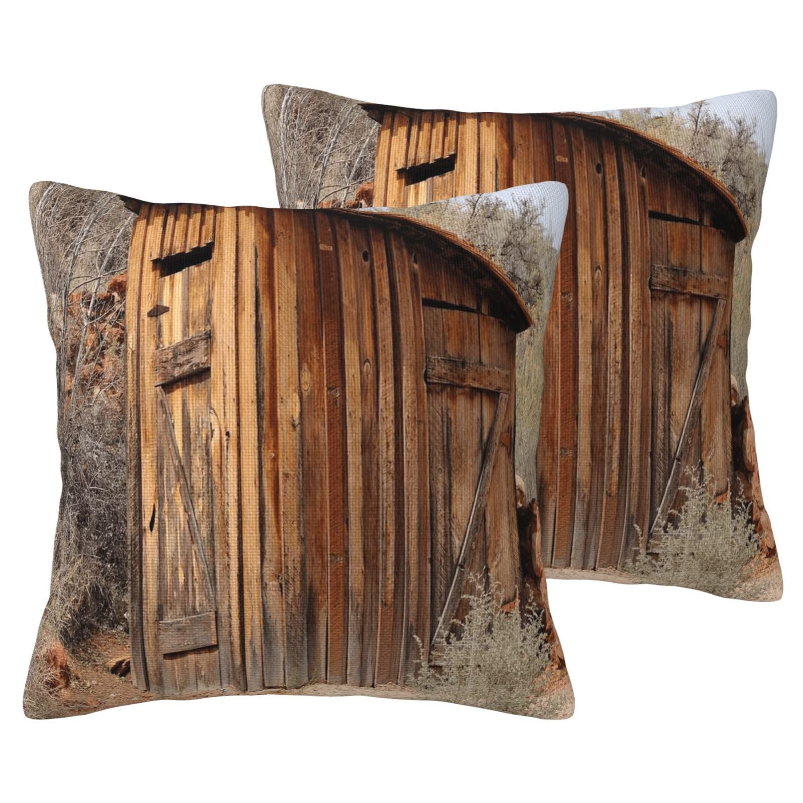 Housse de coussin imitation lin pour canapé de salon rustique x2