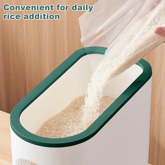 25 Lbs Rice Dispenser,One-Touch Rice Storage with Measuring Cup and Lids