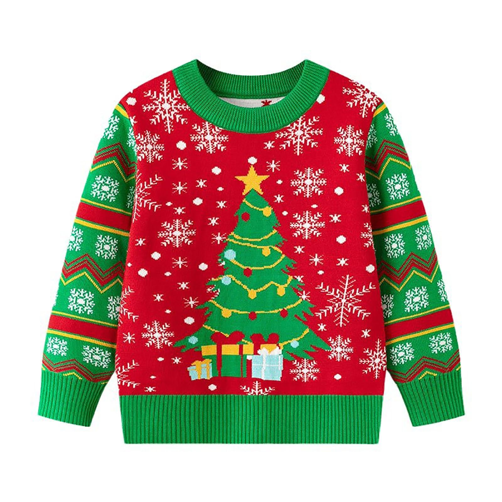 Cokbyavla Toddler Boys Girls Christmas Sweatshirt, Toddler Baby Autumn Solid Sweater Outfits Ugly Christmas Sweater for Kids Girls Sweatshirt Boy 5T Boys Set Toddle Kid 5-6 Years