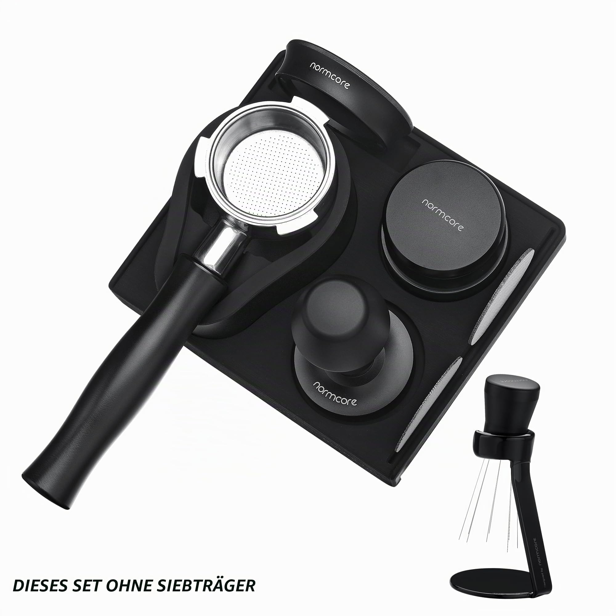 Normcore 51 mm 7-in-1 kompaktes Barista-Set: Kaffeestampfer, Verteilerwerkzeug, WDT, Dosiertrichter, Pucksieb, Stopfmatte, Siebträgerständer, Barista Essentials Kit für 51 mm Delonghi-Kaffeemaschinen