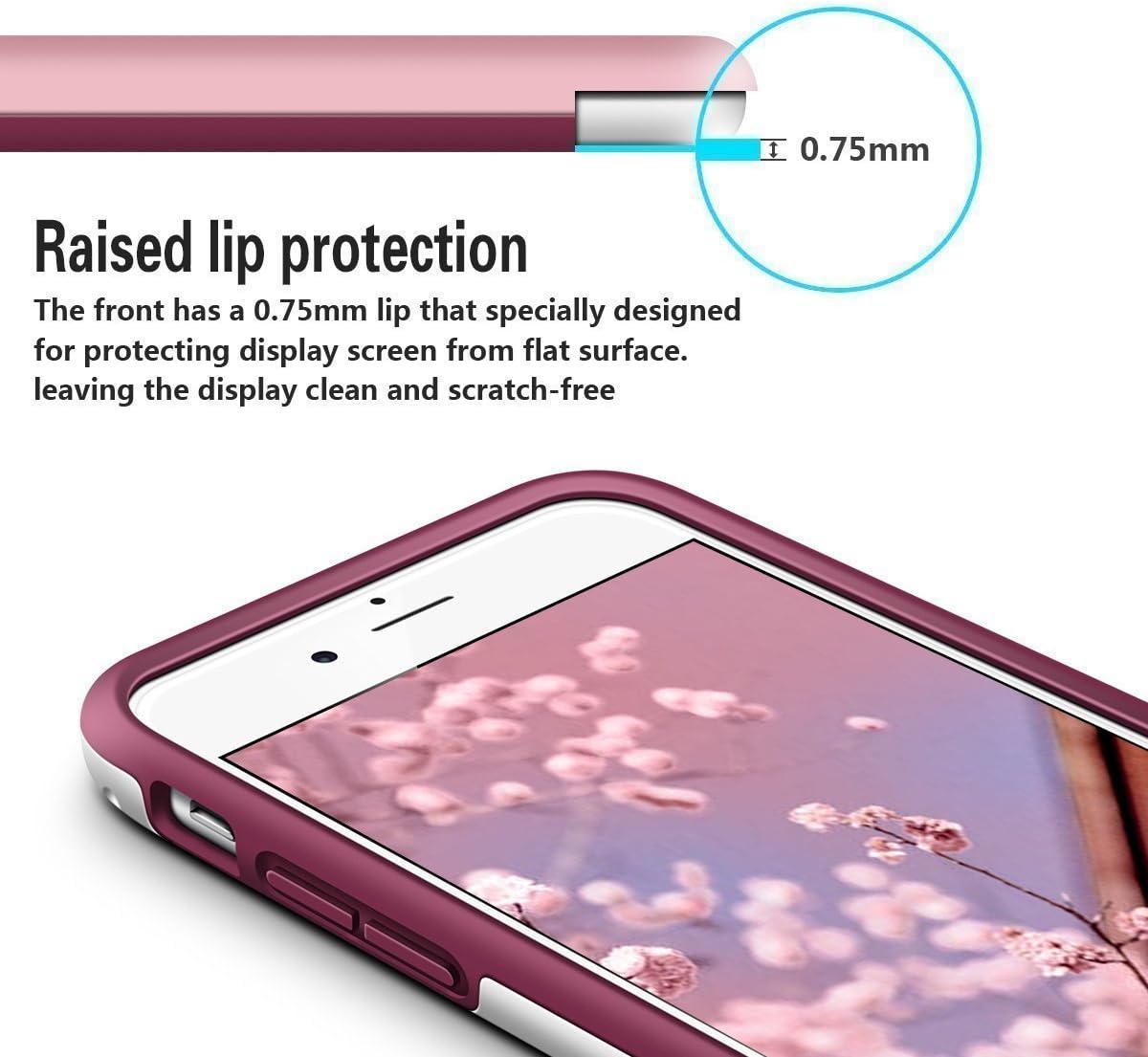 Compatible for iPhone 6s/6 Case, LoHi 4.7inch [Extra Front Raised Lip] Hybrid Impact 3 Color Shockproof Rugged Soft TPU & Hard PC Bumper Cover - Red