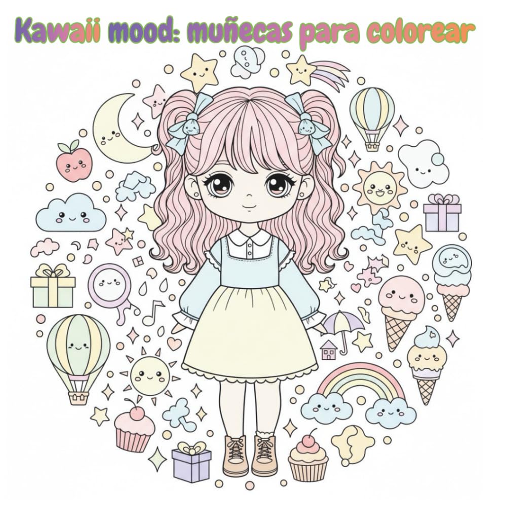 Kawaii mood: muñecas para colorear: Libro para colorear