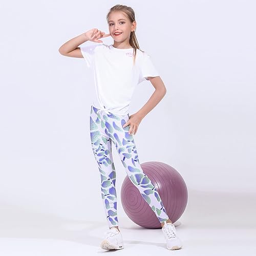 Miniatura 2 de Quedoris Leggings estampados para niñas, pantalones de yoga, paquete múltiple de leggings para niños de 3 a 13 años