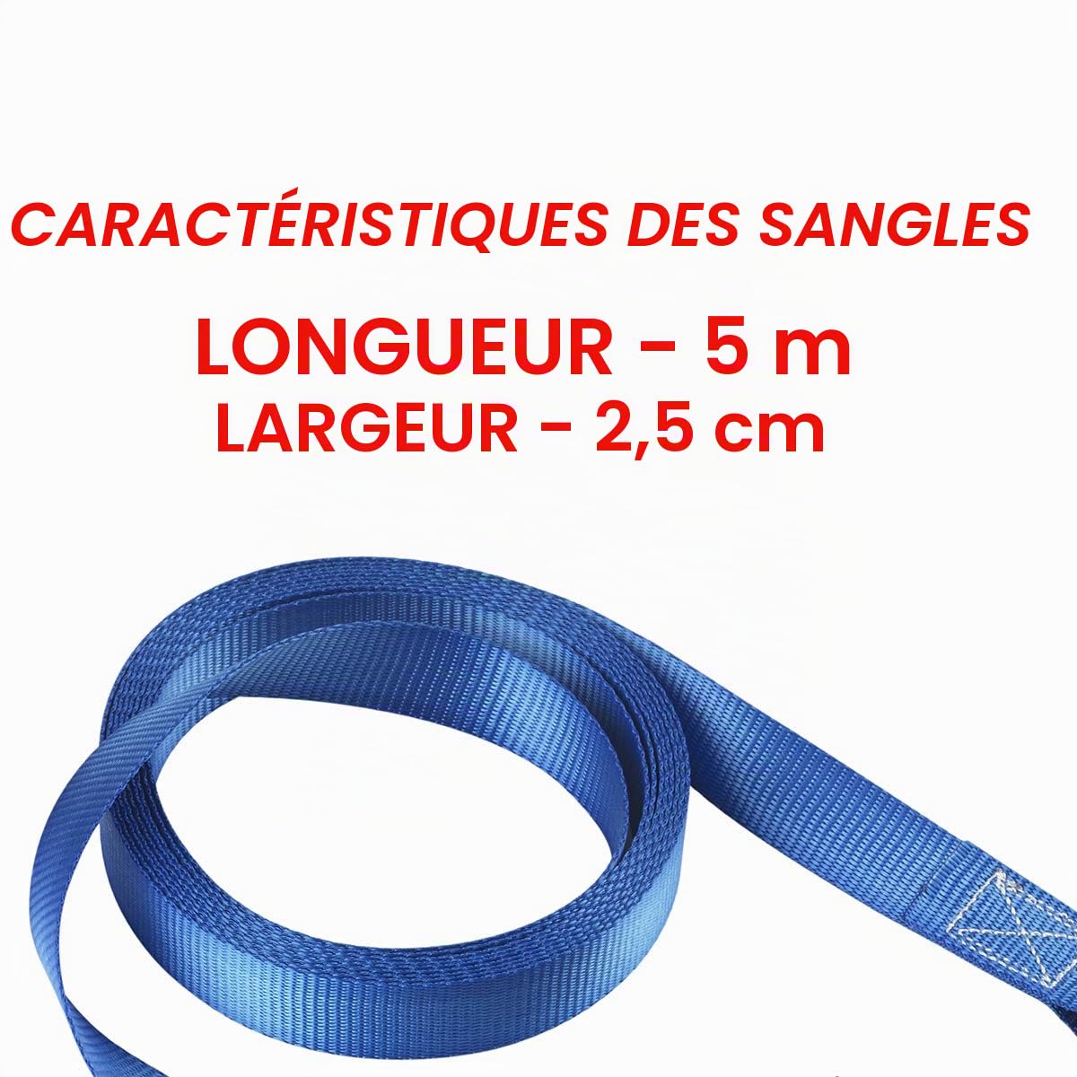 Master Lock 4367EURDAT Sangle d'Arrimage avec Crochets et Cliquet, Bleu, 5m x 25mm Sangle, Pack de 4