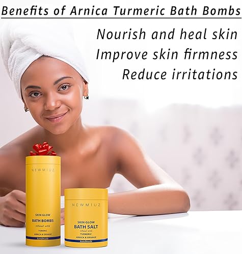 Miniatura 2 de Bombas de baño naturales  Lujoso regalo de baño de burbujas para hidratación de la piel seca  Aceite esencial de cúrcuma y naranja árnica  Sumérgete