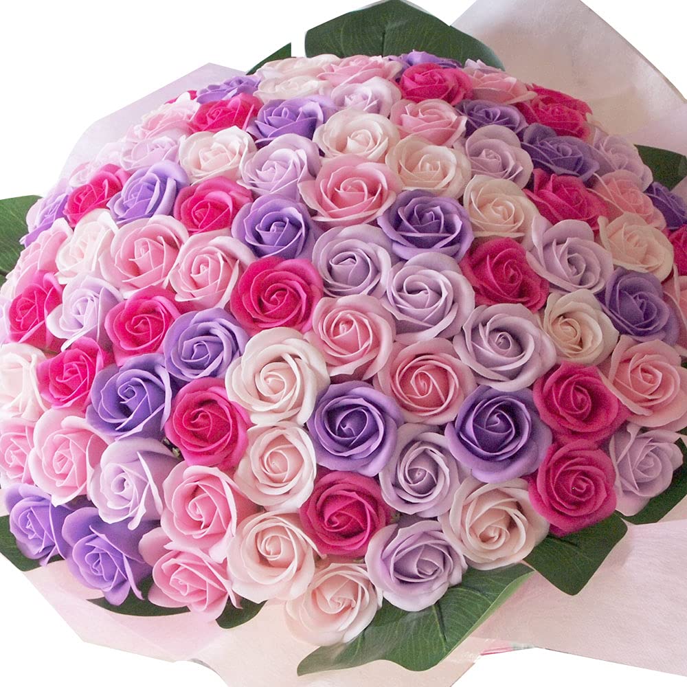 パープルミックス M(70本) サヴォンローズ バラ花束 プレゼントに!