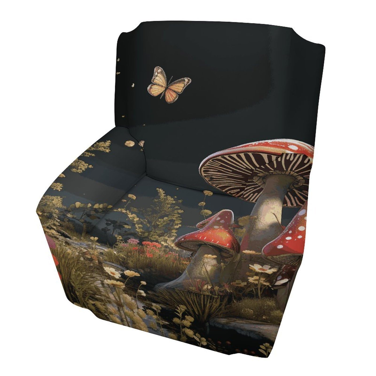Fodpand Style Fairy Tale Mushrooms Sofa Cover Soft 1 Seater Sofa Slipcover For Pets Washable,Couch Cover With Elastic Straps Furniture Protector