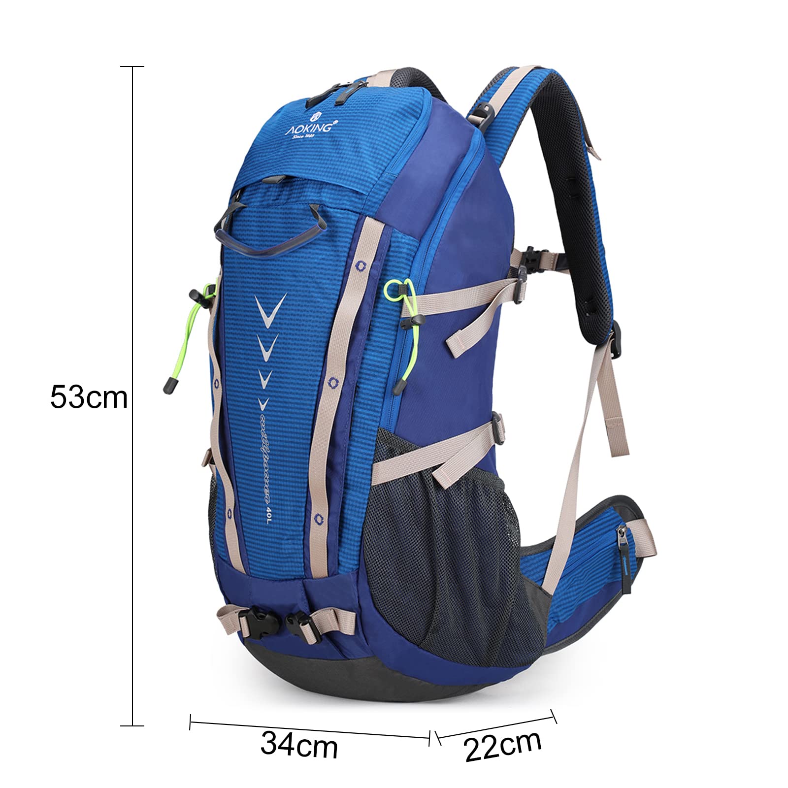 Aoking Mochila senderismo 40-50 L impermeable con silbato SOS y funda para lluvia