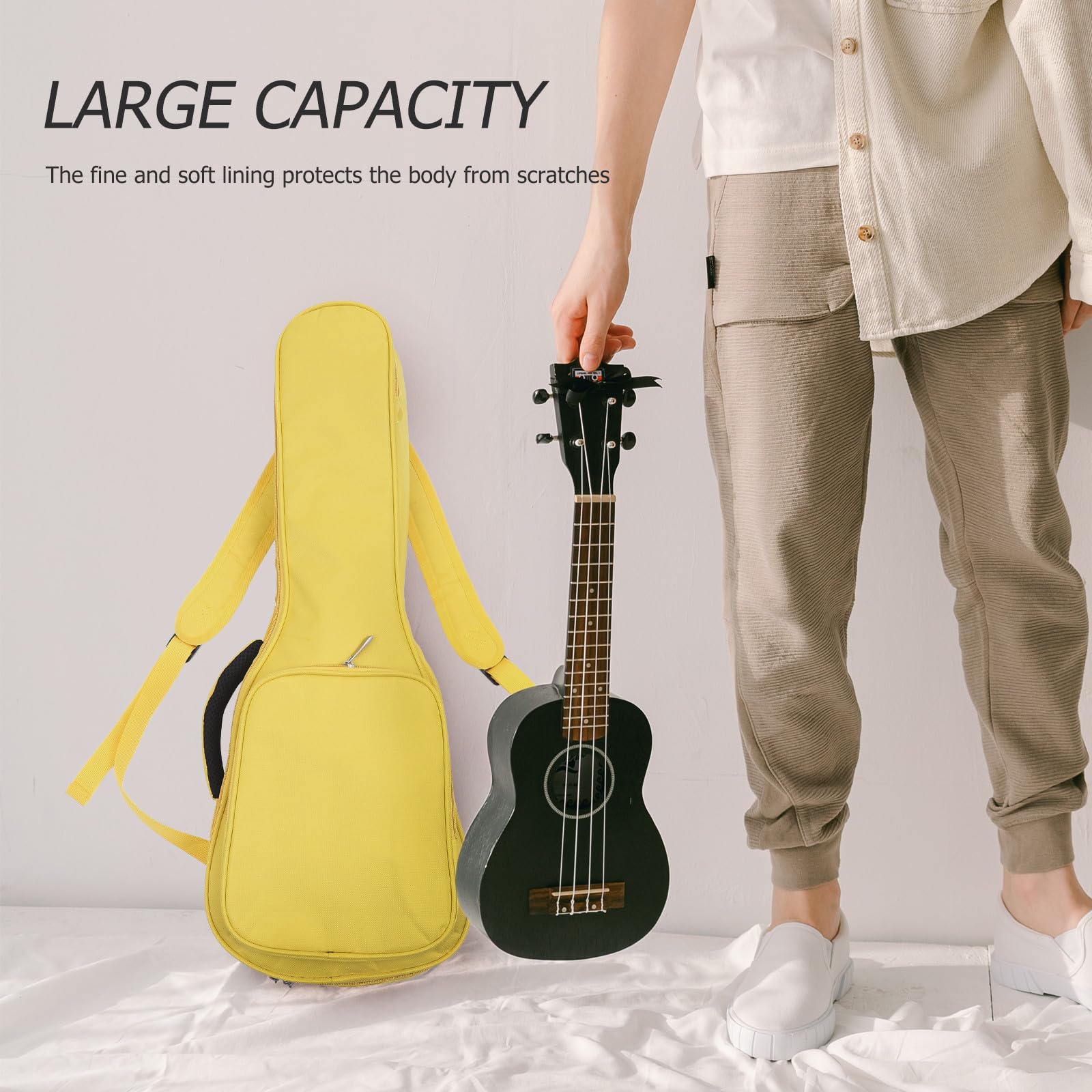Ukulele Tasche Mit Transparenter Vordertasche Zwei-Wege-reißverschluss-Design Dicke Baumwollhand Zwei Nähte Verdickter Kunststoffringmund Bequemer Rucksack Für Musikinstrumente