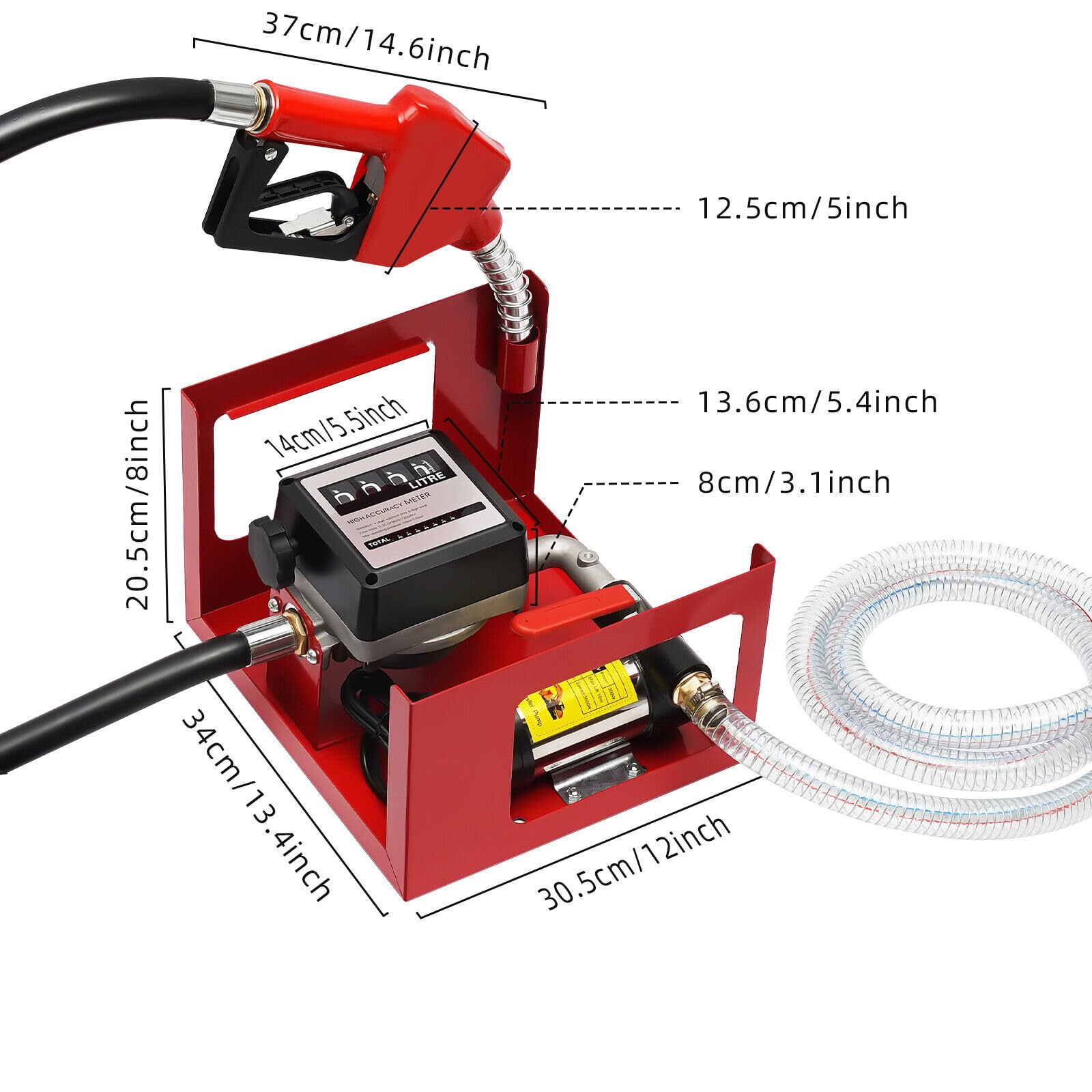Bombas diésel de 45/50/60 l, bombas de combustible autocebantes, 12 V/230 V, bomba autocebante para estaciones de servicio móviles con manguera de PVC (230 V50 l/min)