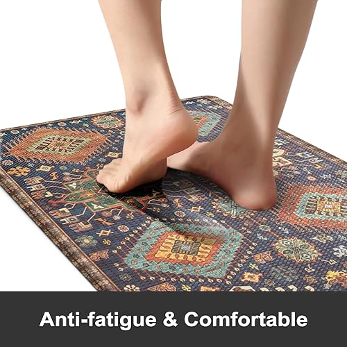 Miniatura 3 de KIMODE Juego de 2 tapetes de cocina antifatiga, antideslizantes, impermeables, estilo granja, espuma cómoda, resistente, para fregadero, lavandería,