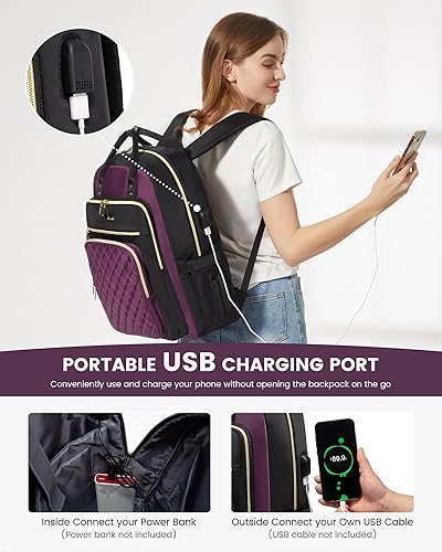 Miniatura 6 de LOVEVOOK Mochila para computadora portátil para mujer, mochila para trabajo de viaje, bolsa de computadora para enfermera, profesora, bolsa de