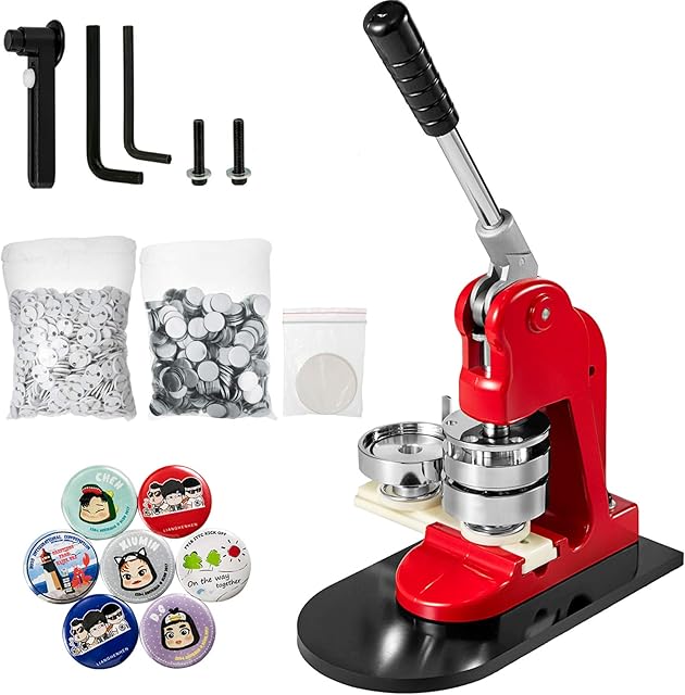 Mophorn 25mm Button Maker 1 Button and Badge Maker Machine Button Maker Press Punch Press Machine with 500 Buttons(500pcs)