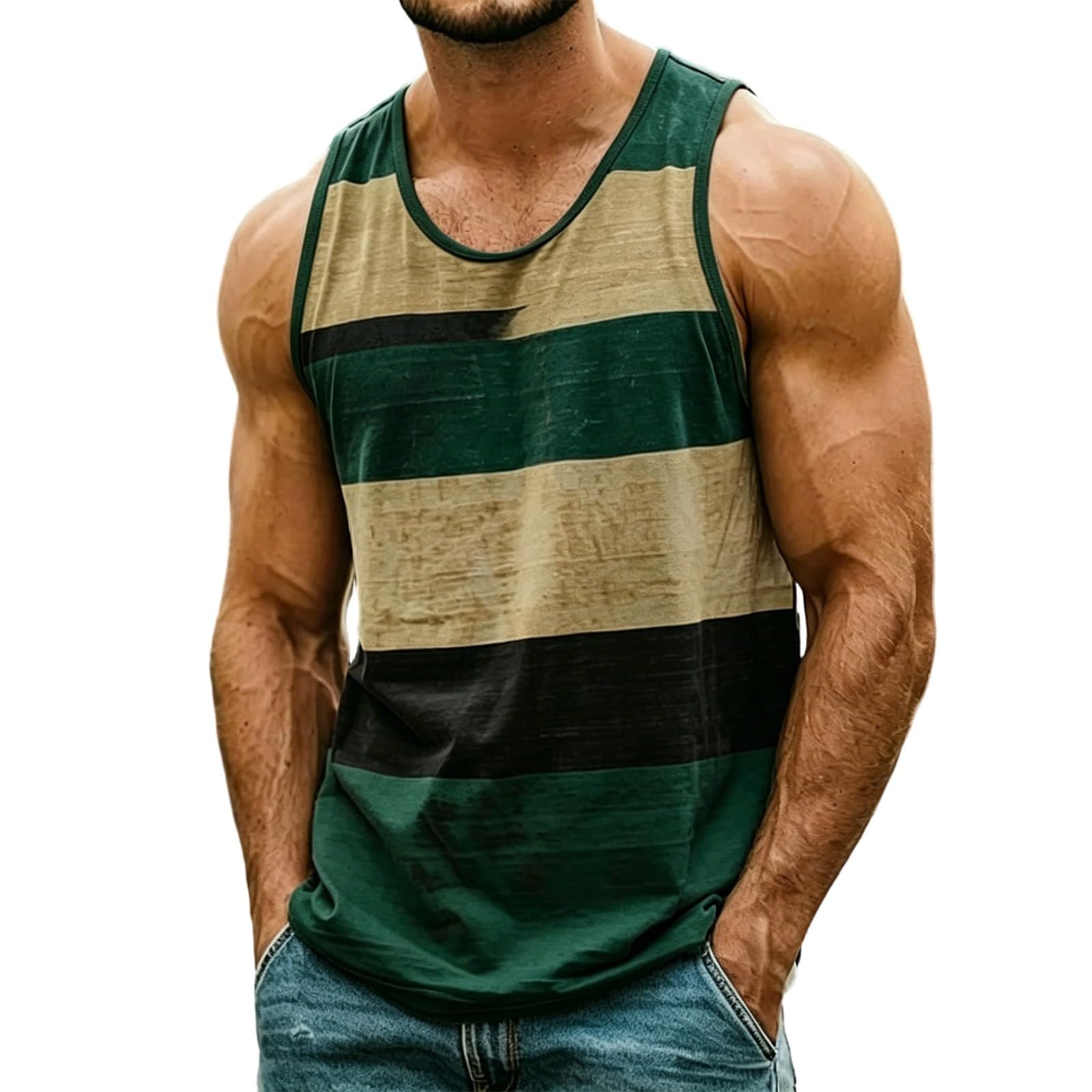 Camiseta sin Mangas para Hombre Verano Chalecos Deportivos Fitness Rayas Chaleco Deportiva Transpirable Camisetas Tirantes Gimnasio Entrenamiento Correr Holgado Chandal Tank Top