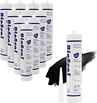 Black BioSeal 100% Silicone Sealant Caulk General Purpose, Waterproof and No Odor 10.1 Ounce Cartridge -Black (10)