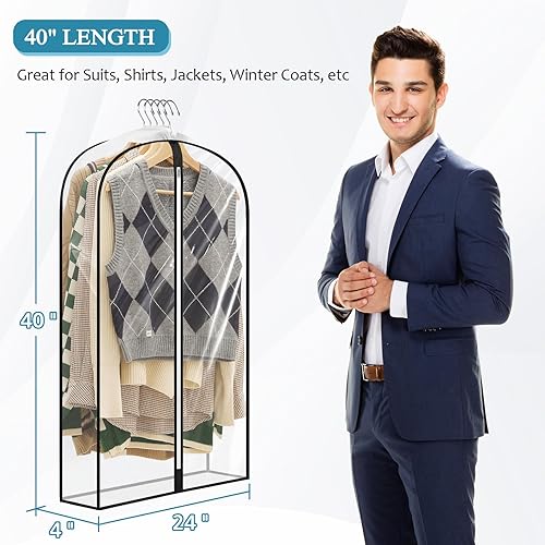 Vista 11 de Bolsas de vestir transparentes de 60 pulgadas para vestidos largos, bolsas de ropa reforzadas de 4 pulgadas para colgar ropa, bolsa de ropa de Todo