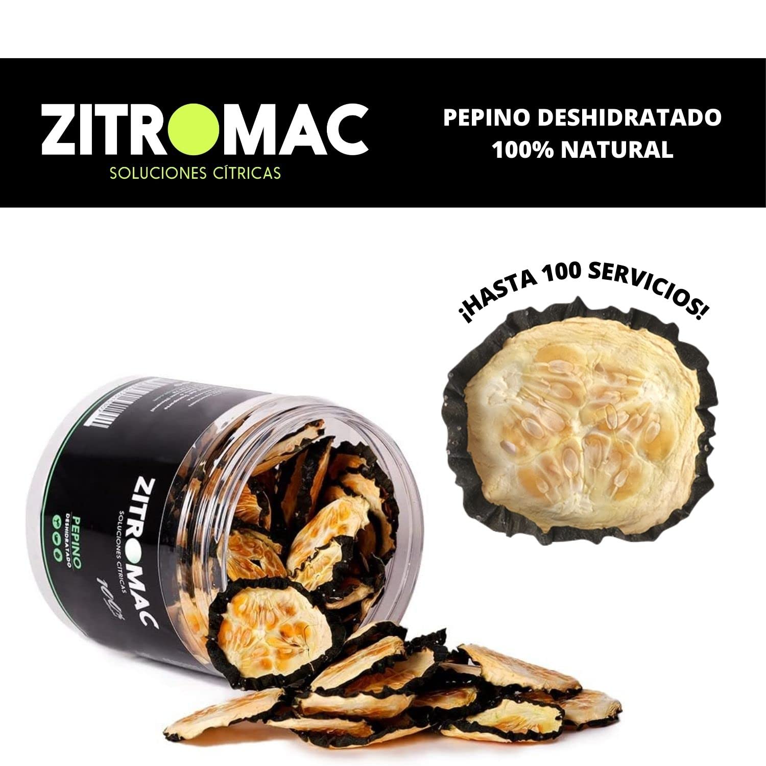Pepino Deshidratado para Cocteles 100 Rodajas 45GR Orgánico Natural sin Azucares
