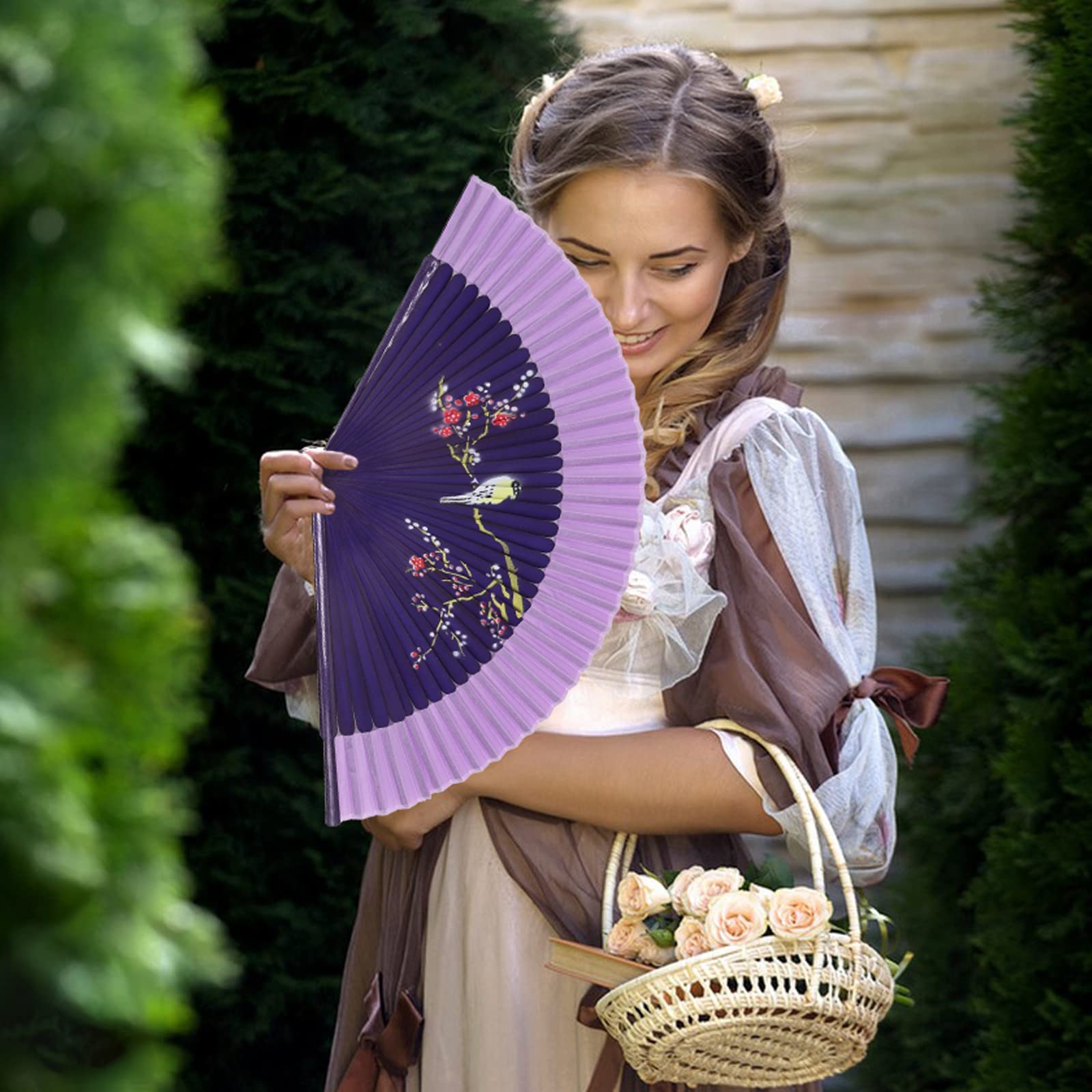 4 Ventagli Pieghevoli In Bambù Con Nappe - Stile Cinese Per Matrimoni, Decorazione E Regali - Foto 8