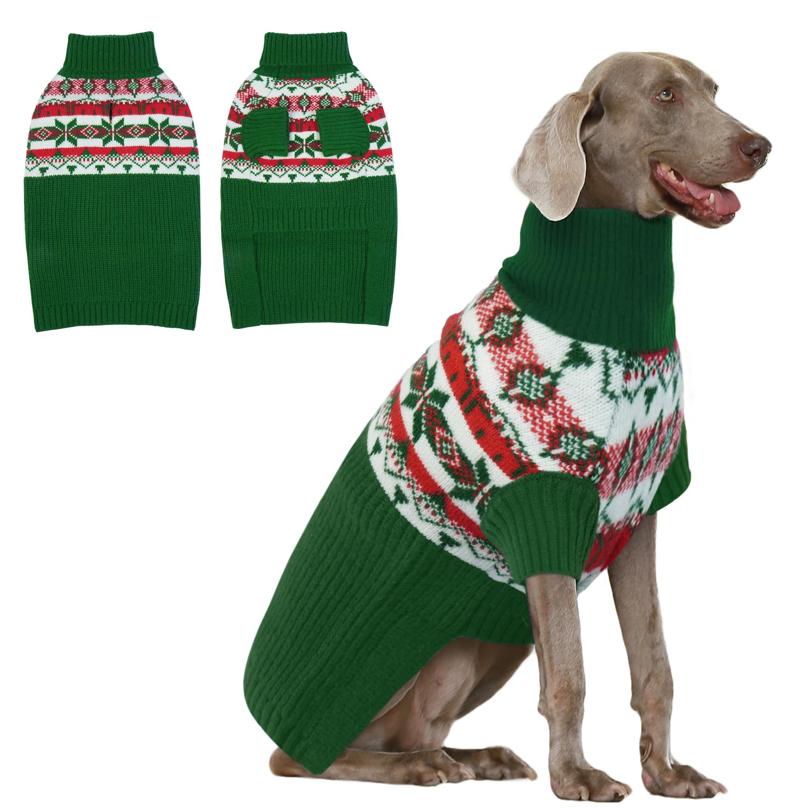Pull de Noël pour chien IECOii en maille polaire chaude pour l'hiver
