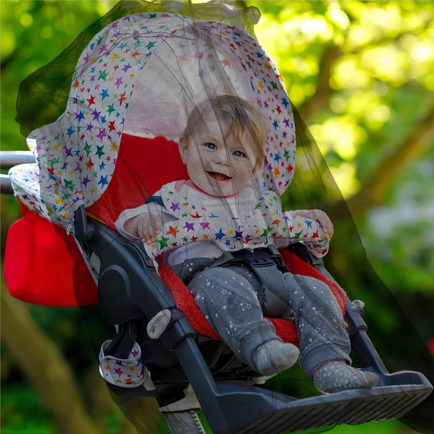 Mosquito Net for Stroller 2pcs Mosquito Net Black Elastic Edging Polyester Fabric Fits Infant Strollers Bug Protection Mesh