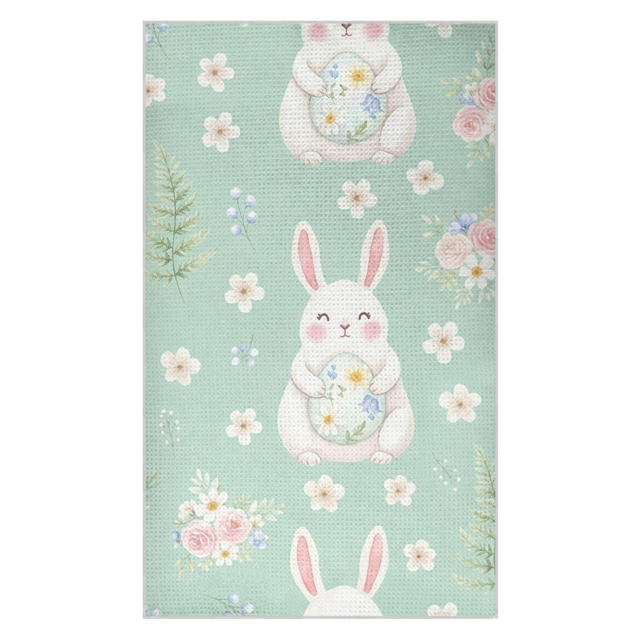 Kutsu Bunny Waffle Weave Kitchen Towels Absorbent Quick Drying Dish Towels for Kitchen, Decorative Tea Towel, 18x30 in