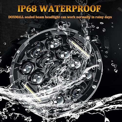 Miniatura 6 de Faro delantero de 7 pulgadas apto para Street Glide H4 redondo sellado haz DOT SAE aprobado motocicleta LED faro