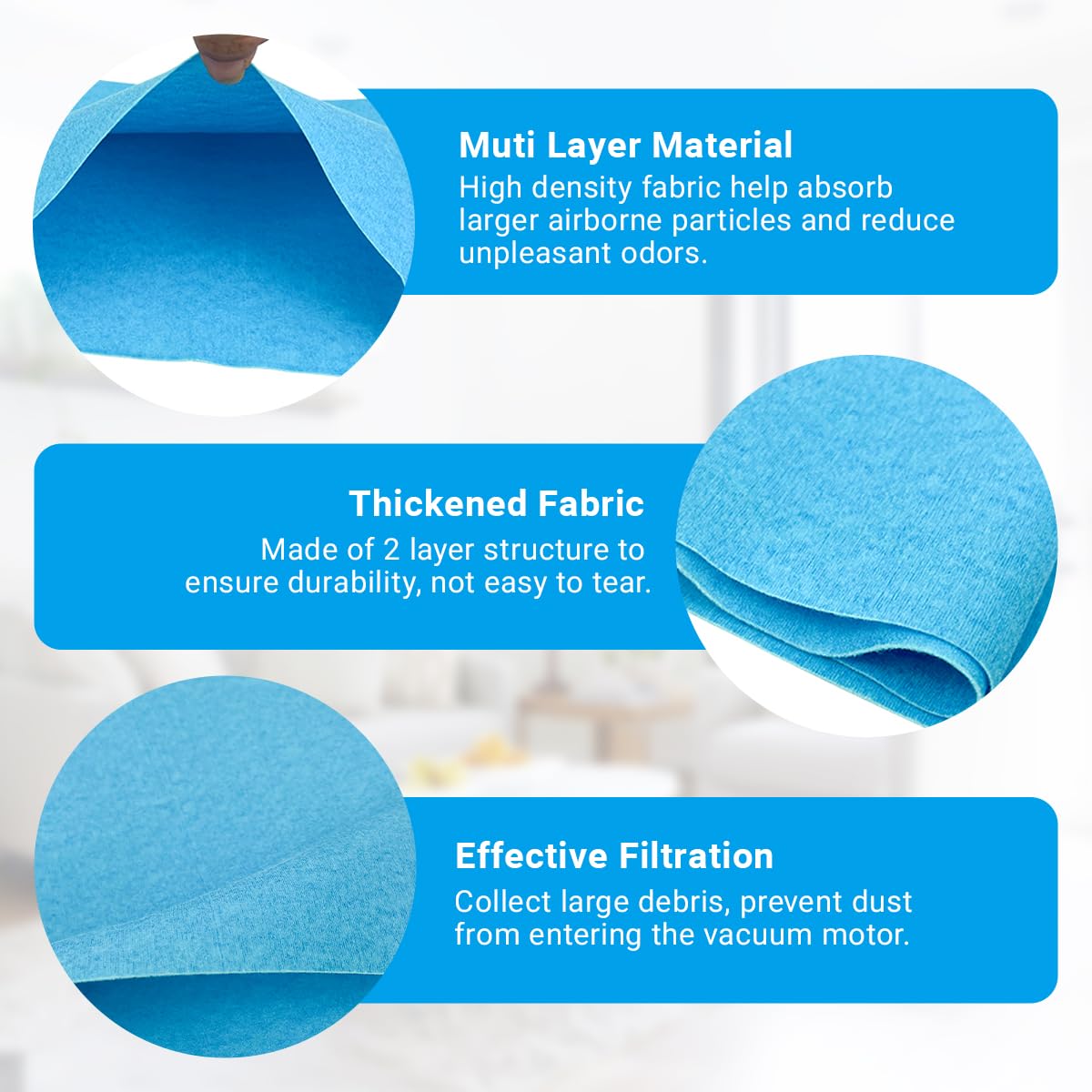 8 Pack 25-1217 Reusable Dry Filter Replacement for Stanley 1-6 Gallon Wet Dry Vacuum with 3 Retaining Bands — view 3