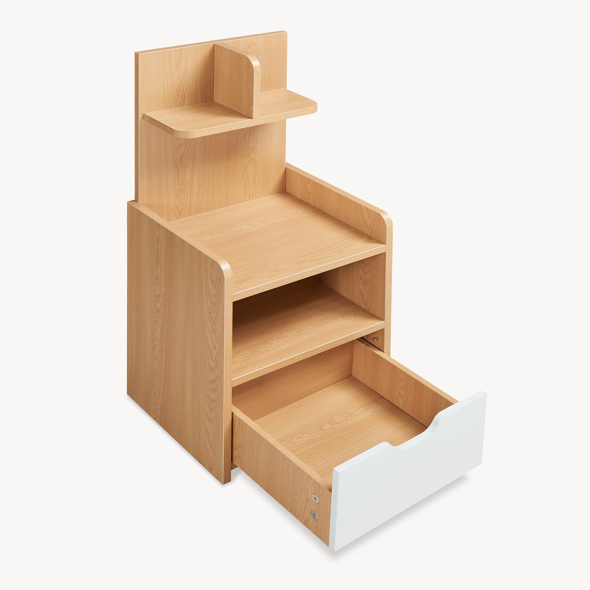 [en.casa] Stolik nocny Bordkak, szafka nocna z półką, szufladą i półką, stolik pomocniczy 75 x 35 x 30 cm, szafka nocna, imitacja dębu / biały