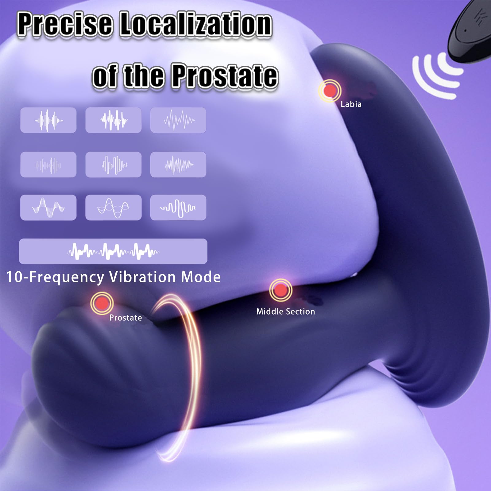 AMAZBEE Silicone Stimolatore Prostata uomini Vibratore Anale Telecomando Dildo Anale con Funzione di Schiaffo e Spinta Femmina o Gay Formazione Anale Sex Toys (Black)