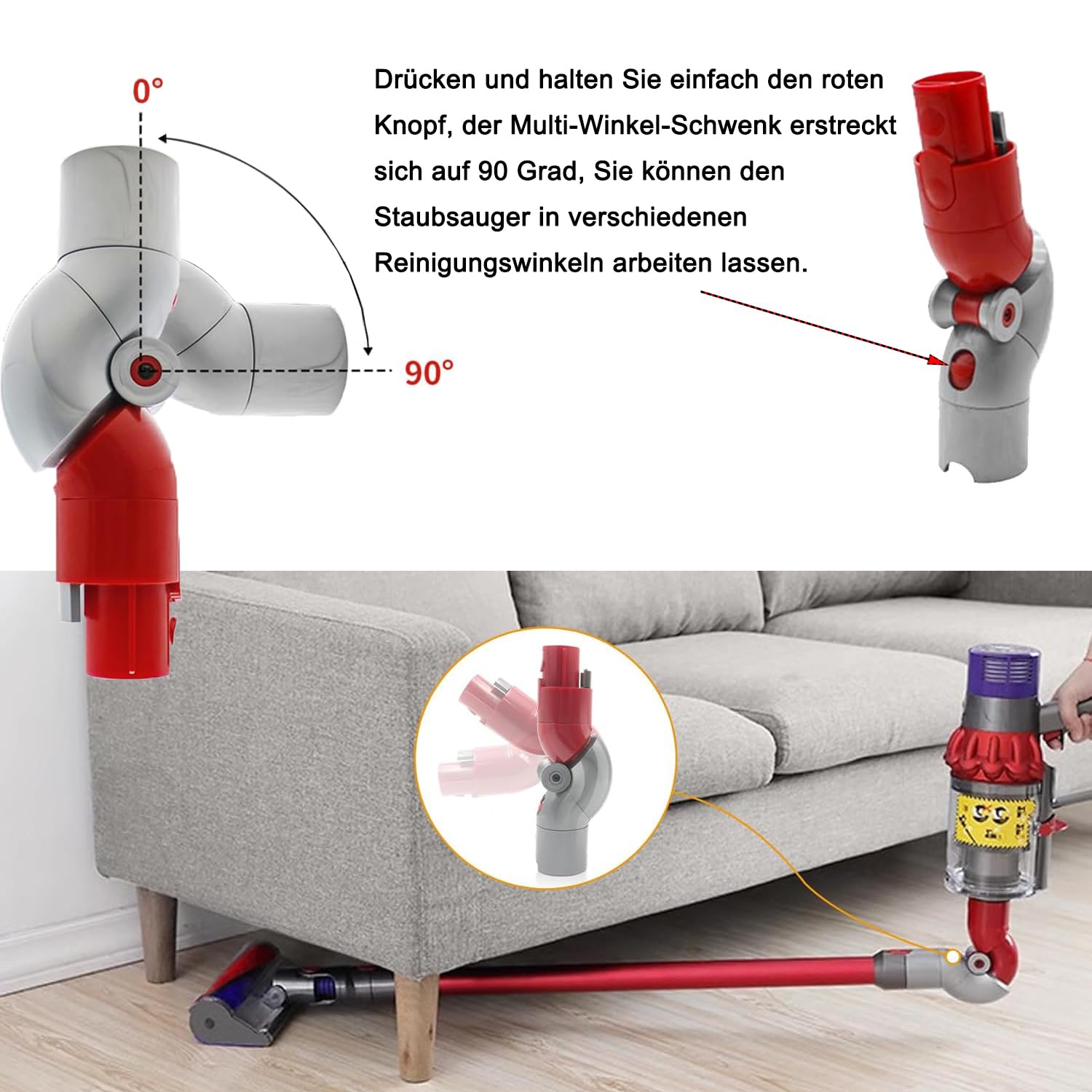 Fictezlove Adaptador de liberación rápida para Dyson V7, V8, V10, V11 y V15 Aspiradora, Adaptador Flexible de Bajo Caudal — view 4
