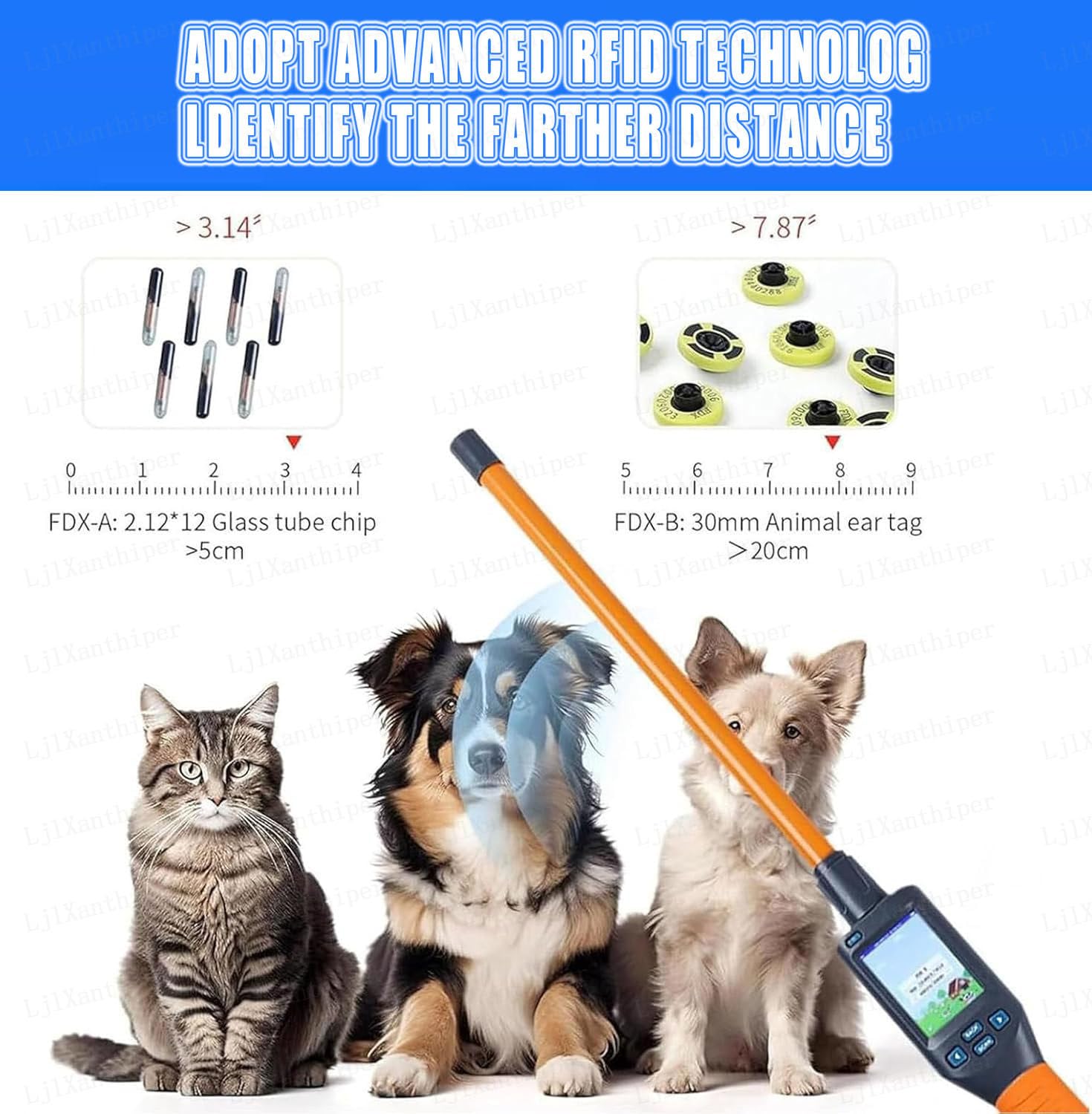 Identificatore per Marchi Auricolari,Lettore di Microchip per Animali Domestici,Memoria per 20,000 Dati,per Allevamenti,Rifugi Animali E Proprietari di Animali Domestici