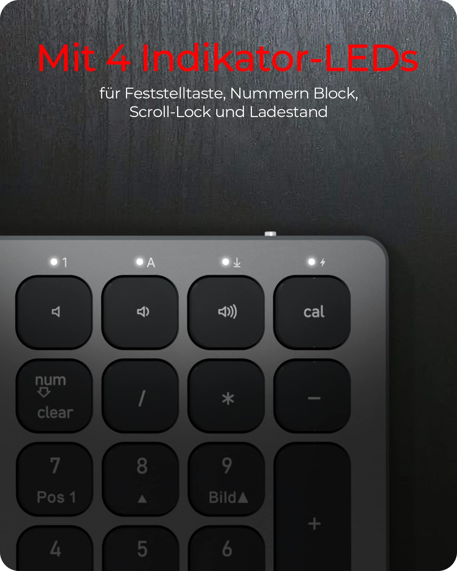 KeySonic Kabellose Bluetooth-Tastatur für Windows/MacOS/Android, Deutsches QWERTZ-Layout, Schwarz