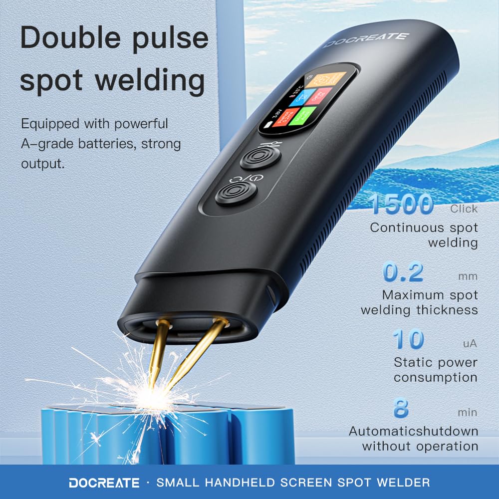 Saldatrice a punti per batterie, saldatrice a punti a batteria, 99 marce, regolabile con display LCD, ago di ricambio per saldatori a punti per batterie, modalità automatica e manuale (HU-10B)