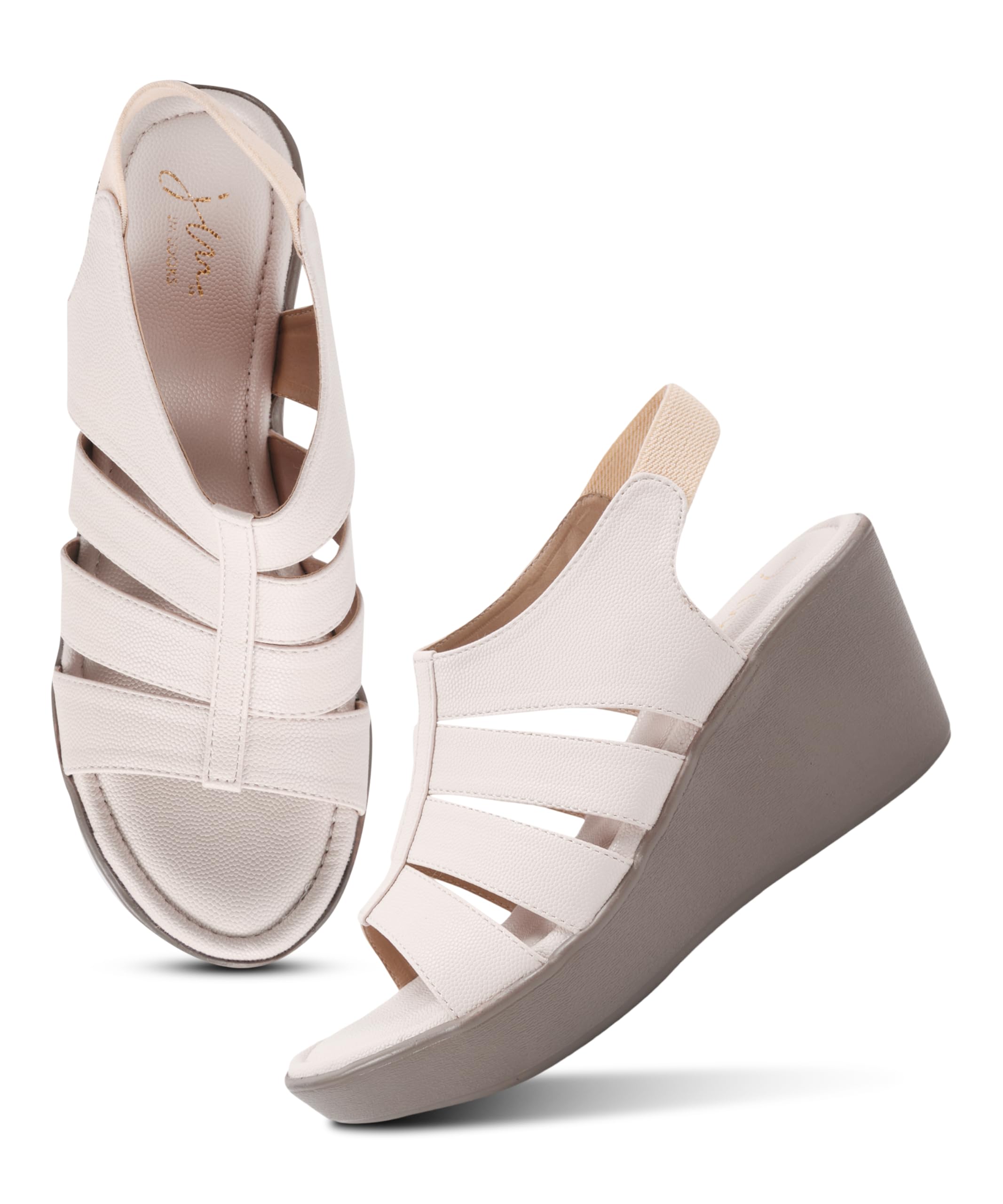 jm looks Women’s Comfortable Wedge Heels | Stylish Open-Toe Slip-On Sandals with Elastic Back Strap for Daily & Casual For Women & Girls-picture-31
