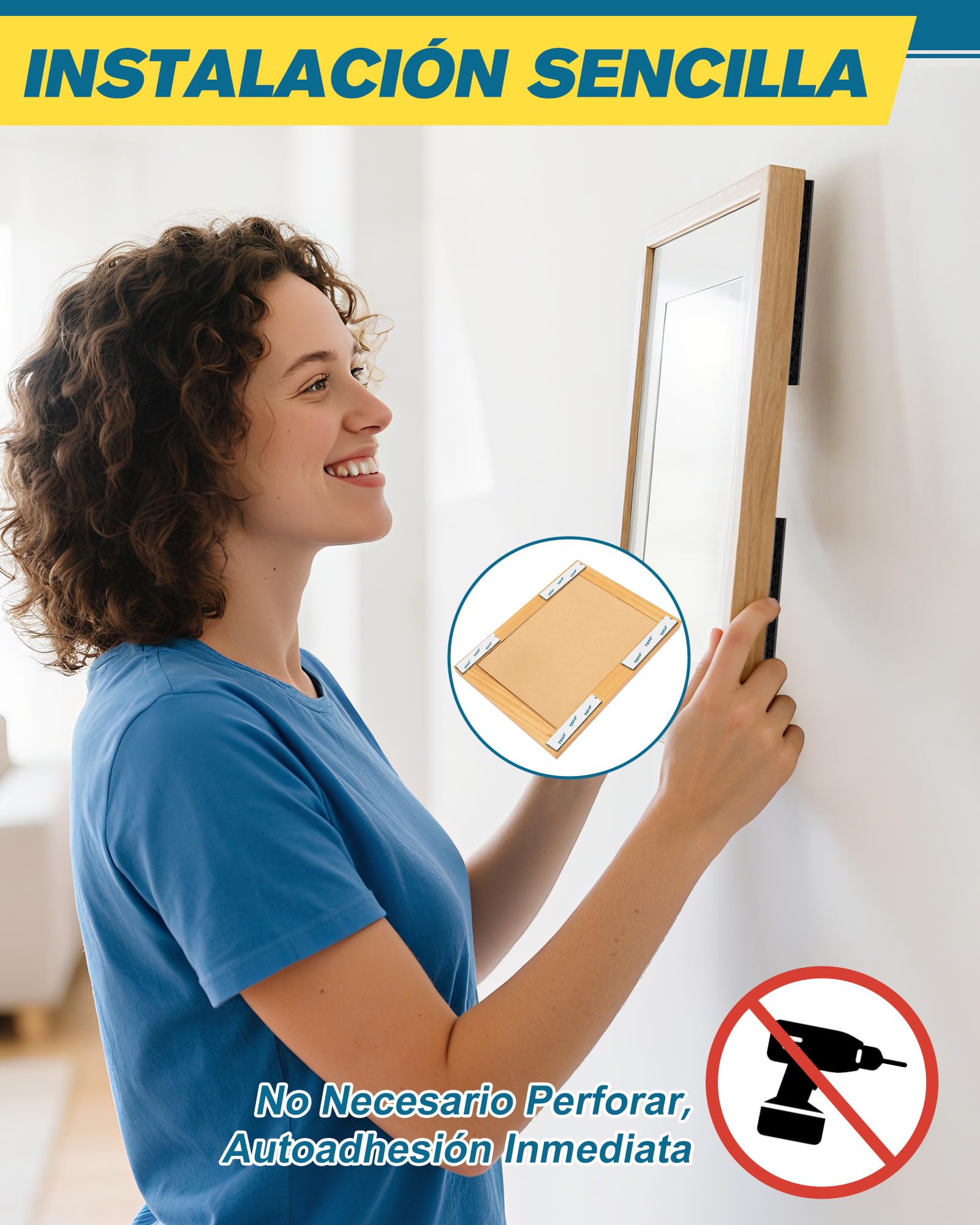 EMITEVER Autoadhesiva Doble Cara, Hook y Loop Tape Extrafuerte, Gancho y Cinta de Lazo Para Marcos De Fotos, Mosquiteras, Alfombrillas, Automóviles y Hecho a Mano (Negro, 8M X20mm)
