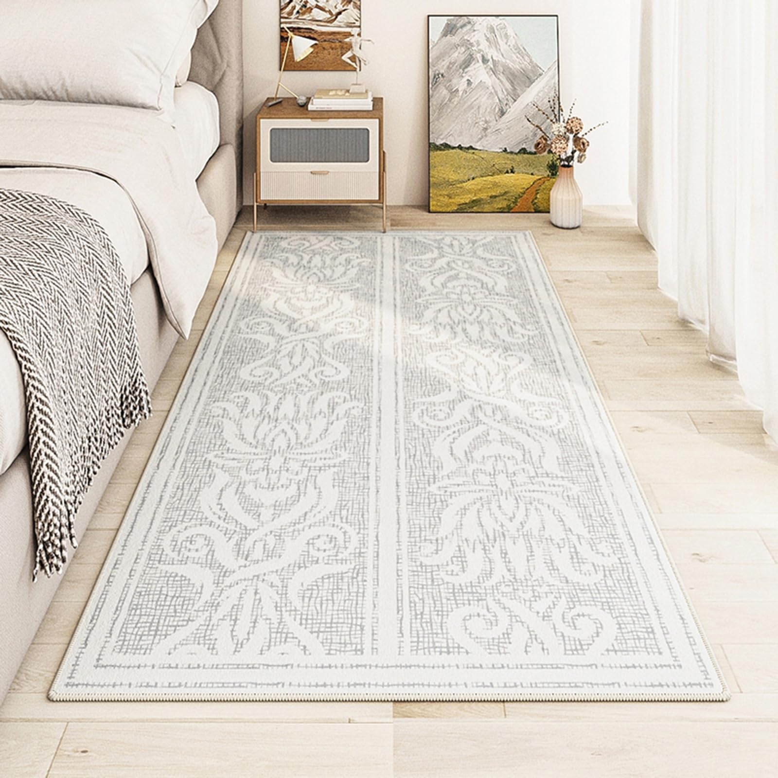 Tapis lavable de salon antidérapant et doux 120x160 cm style géométrique moderne