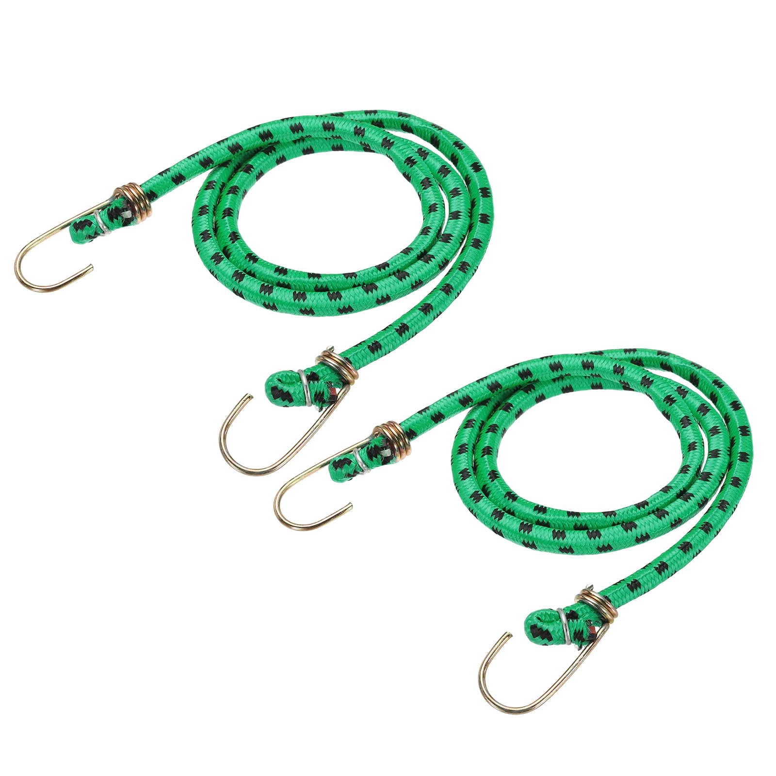 PATIKIL 2 m x 10 mm Marine Grade Bungee Cord with Hooks, 2Pcs Rubber Heavy Duty Outdoor Elastic Straps Kayak Stretch String Rope for Securing Luggage Moving Cargo, Green