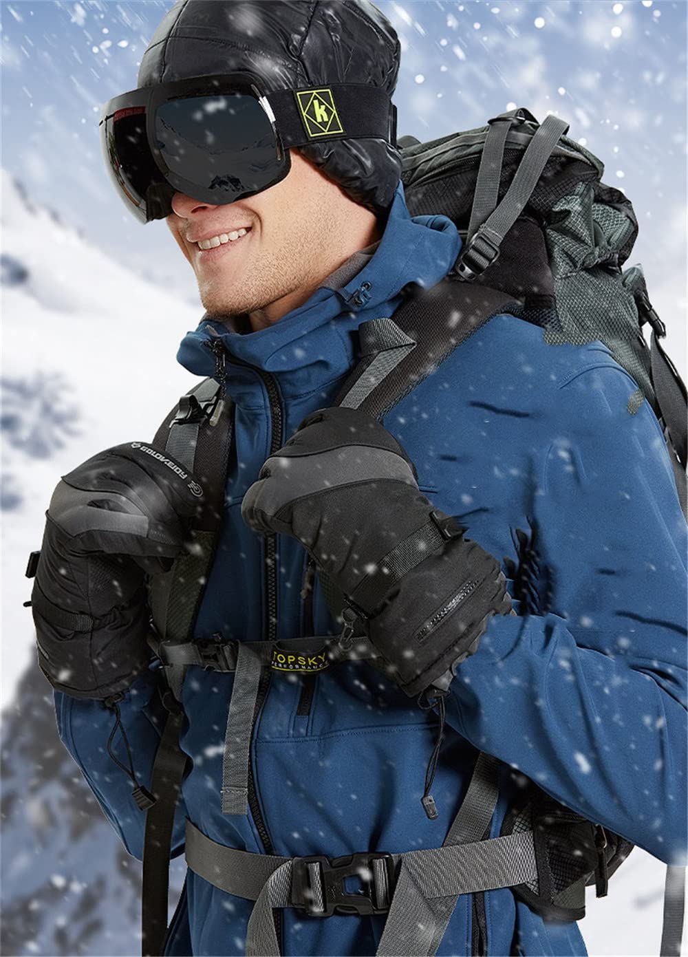 Rękawice zimowe rękawice narciarskie rękawiczki z ekranem dotykowym dla dorosłych, snowboarding, jazda na rowerze, bieganie, wspinaczka, piesze wycieczki, sporty na świeżym powietrzu