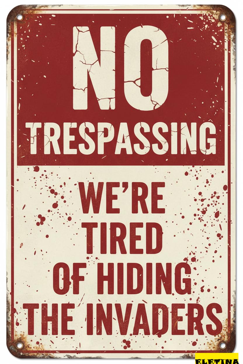 Halloween No Trespassing Funny Tin Sign, 12x8 Inch