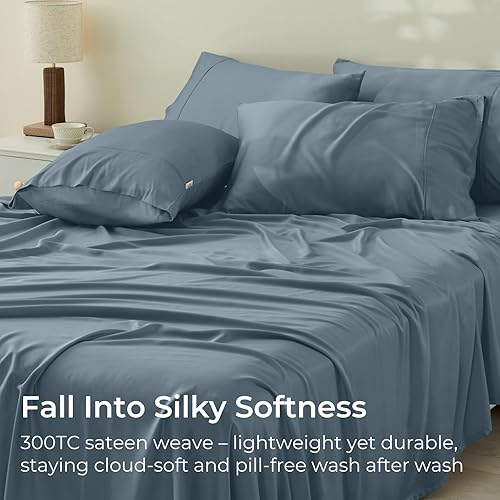 Miniatura 6 de GOKOTTA Juego de sábanas de 6 piezas tamaño Queen, 100% rayón derivado de bambú, refrescantes para personas que duermen con calor, sábanas suaves y